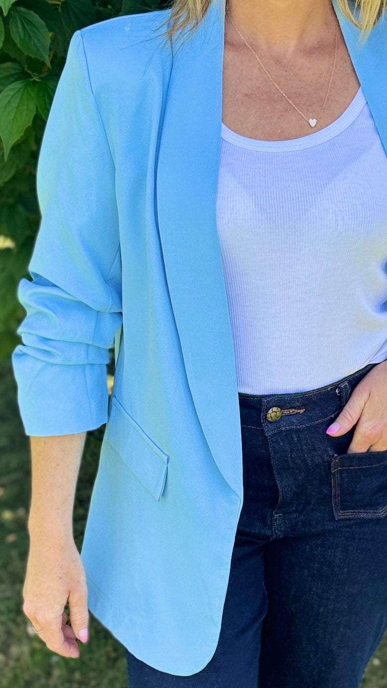 Blazer manches 3/4 Bleu ciel Vestes et Blazers Miss Guapa