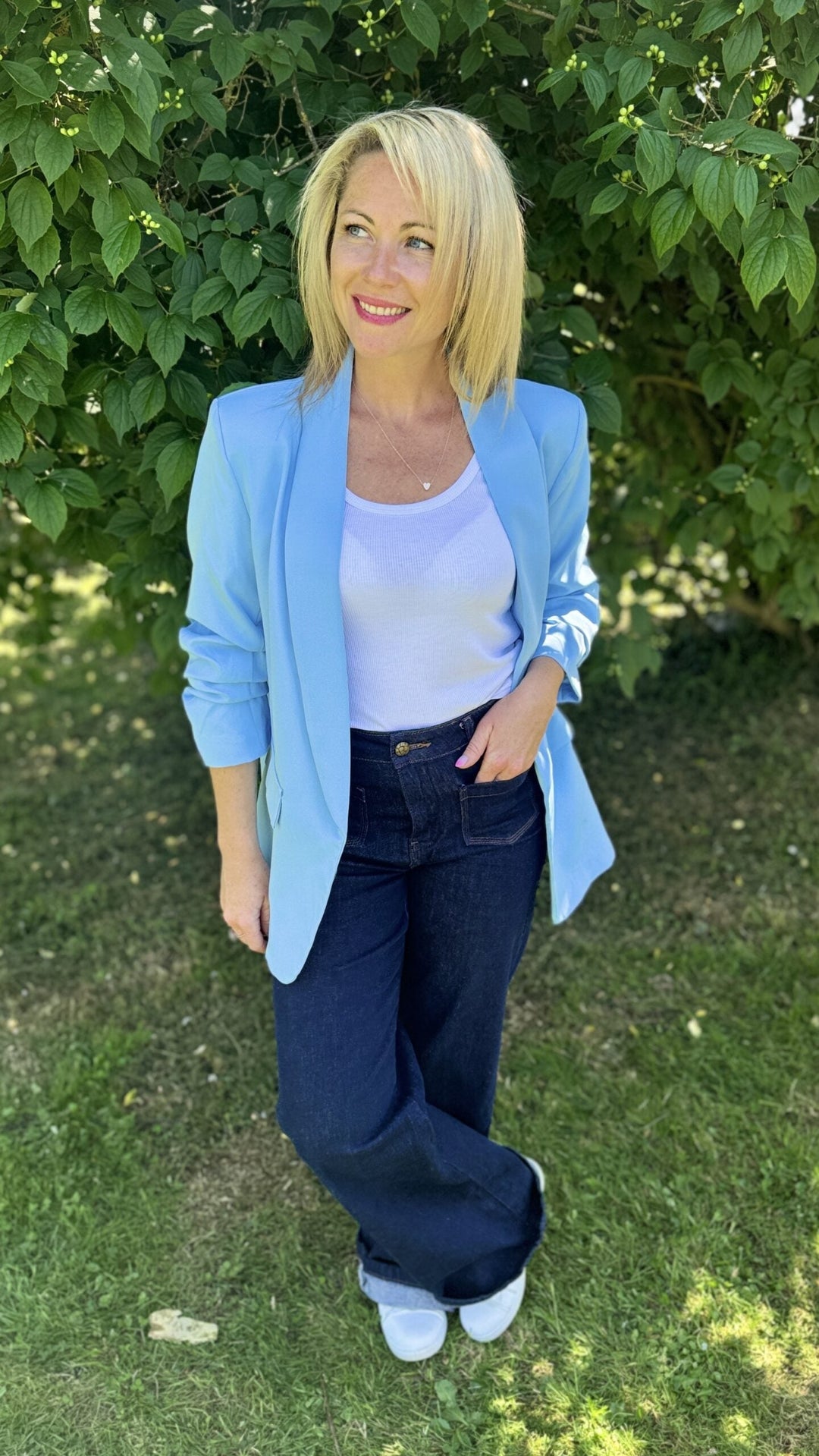 Blazer manches 3/4 Bleu ciel Vestes et Blazers Miss Guapa