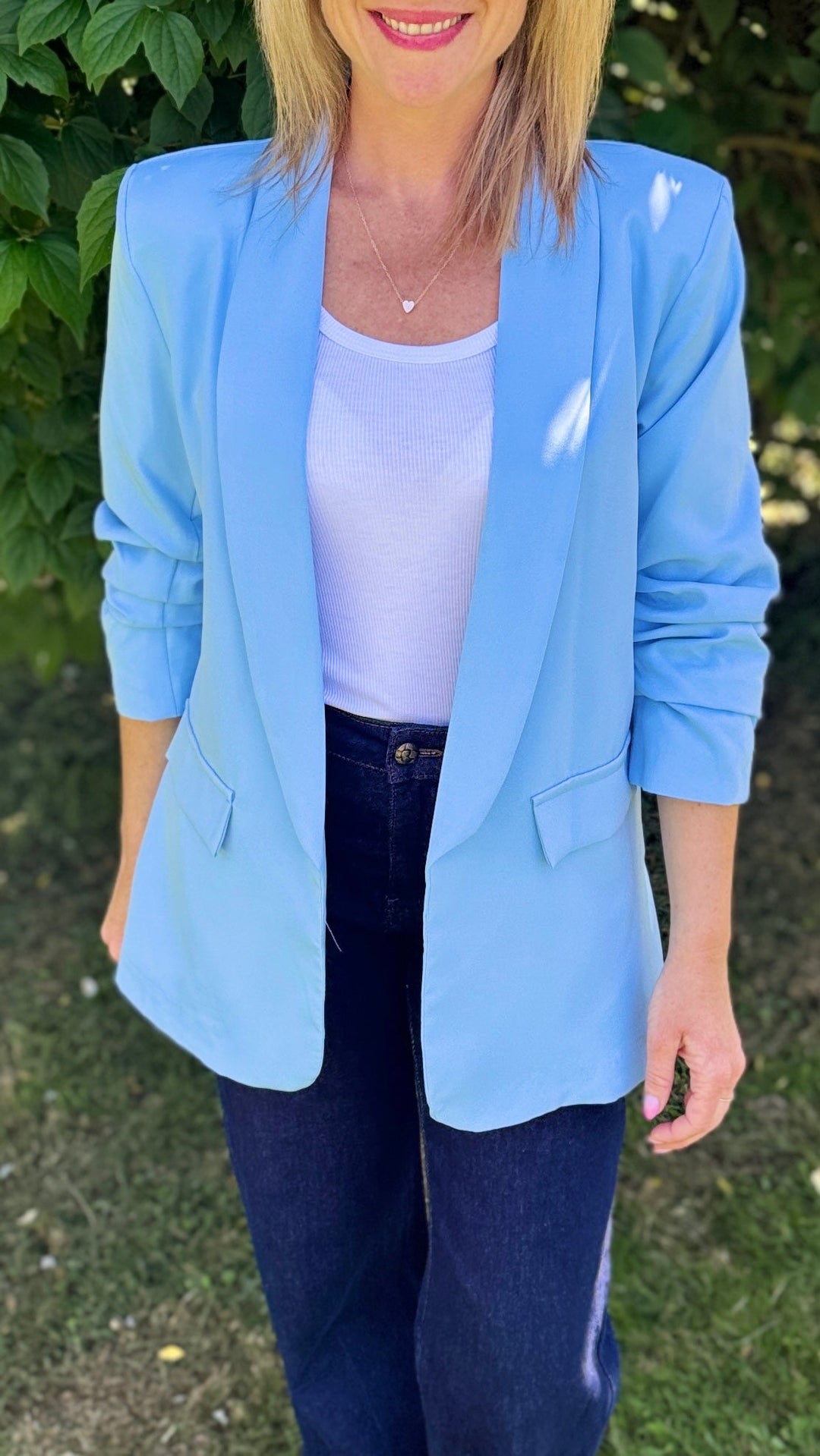 Blazer manches 3/4 Bleu ciel Vestes et Blazers Miss Guapa