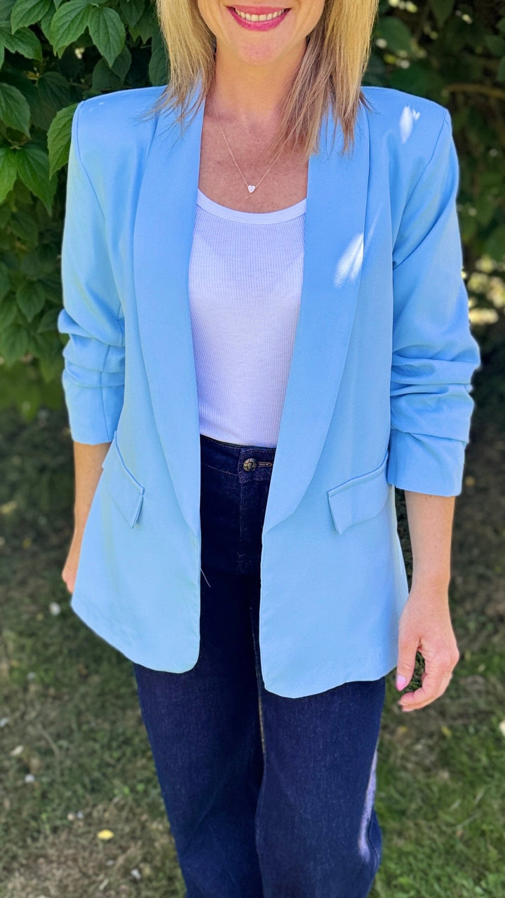 Blazer manches 3/4 Bleu ciel Vestes et Blazers Miss Guapa
