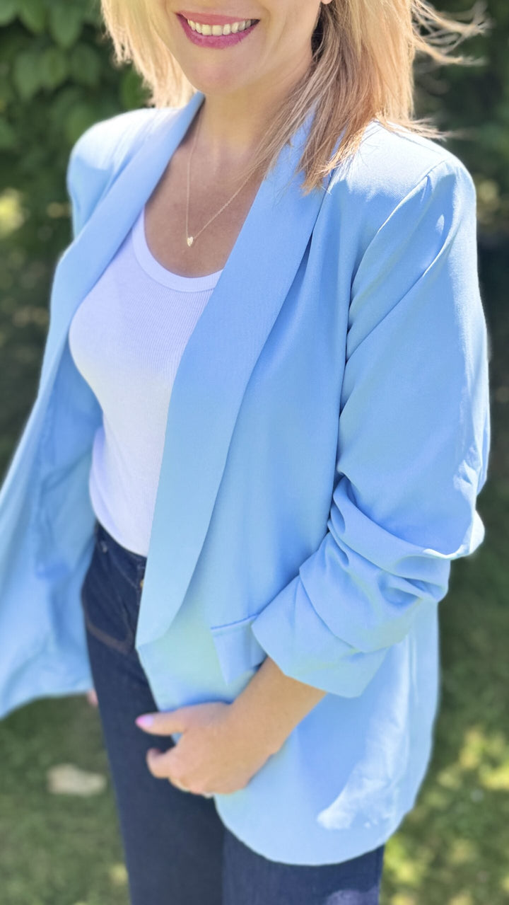 Blazer manches 3/4 Bleu ciel Vestes et Blazers Miss Guapa