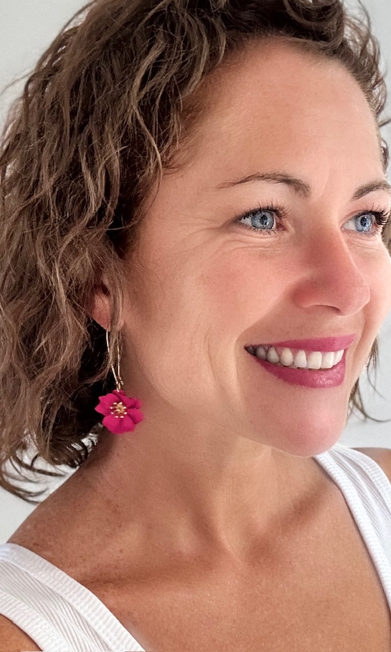 Boucles d'oreilles pendantes Rose Fuchsia