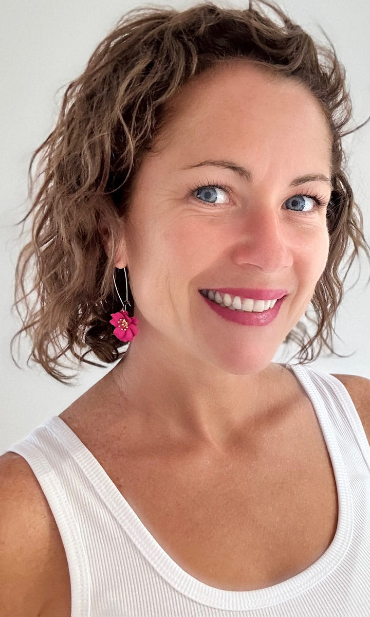 Boucles d'oreilles pendantes Rose Fuchsia Bijoux Miss Guapa