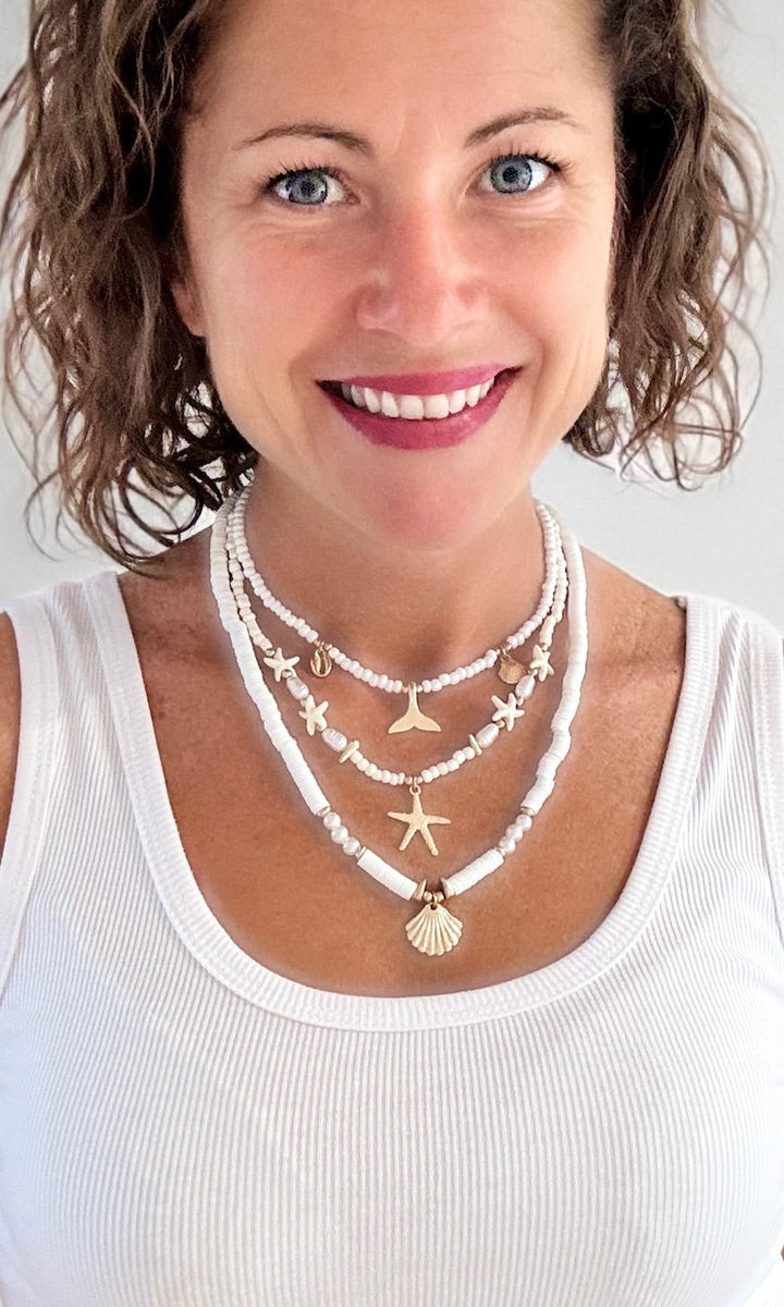 Triple collier Blanc Bijoux Miss Guapa