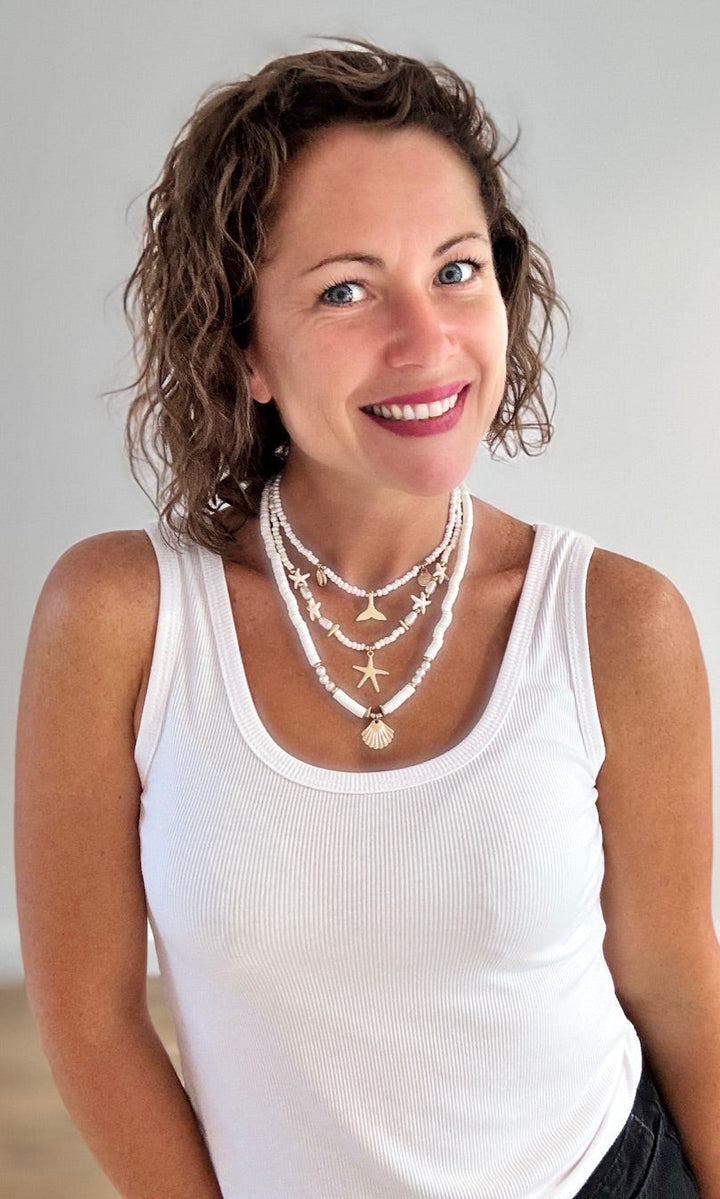 Triple collier Blanc Bijoux Miss Guapa
