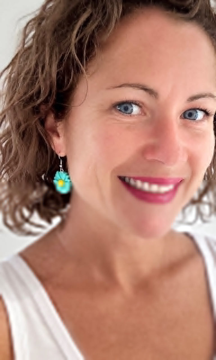 Boucles d'oreilles fleurs Turquoise Bijoux Miss Guapa