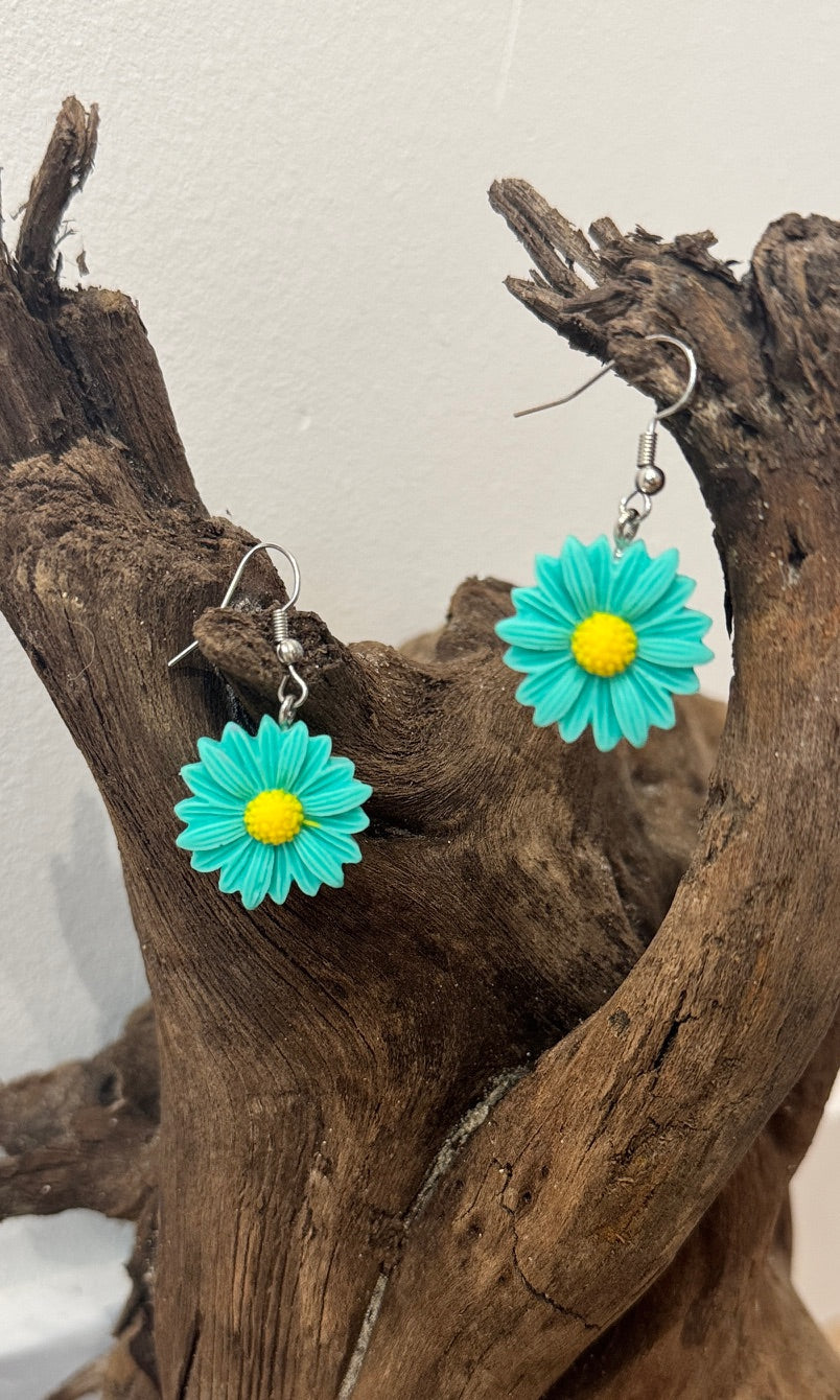 Boucles d'oreilles fleurs Turquoise Bijoux Miss Guapa