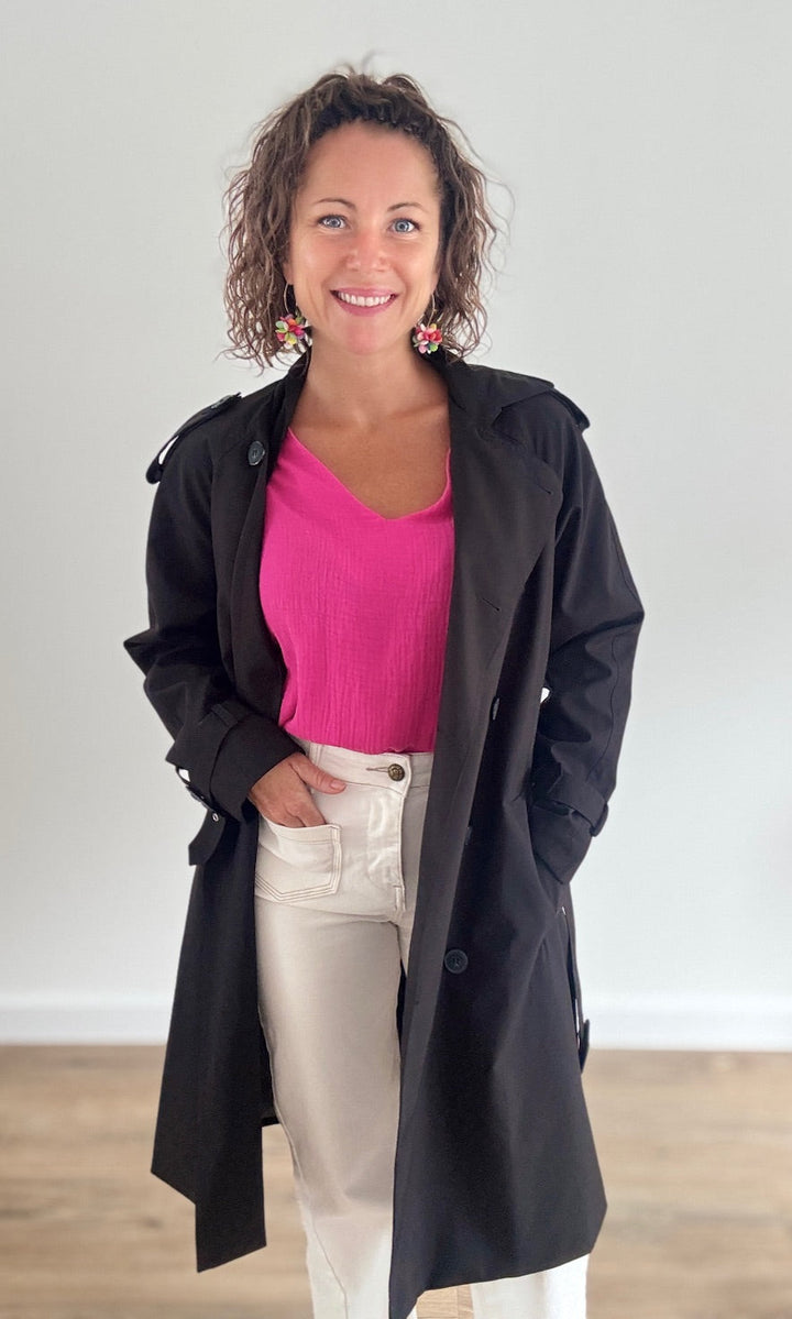 Trench coat long Noir Trenchs et Manteaux Miss Guapa