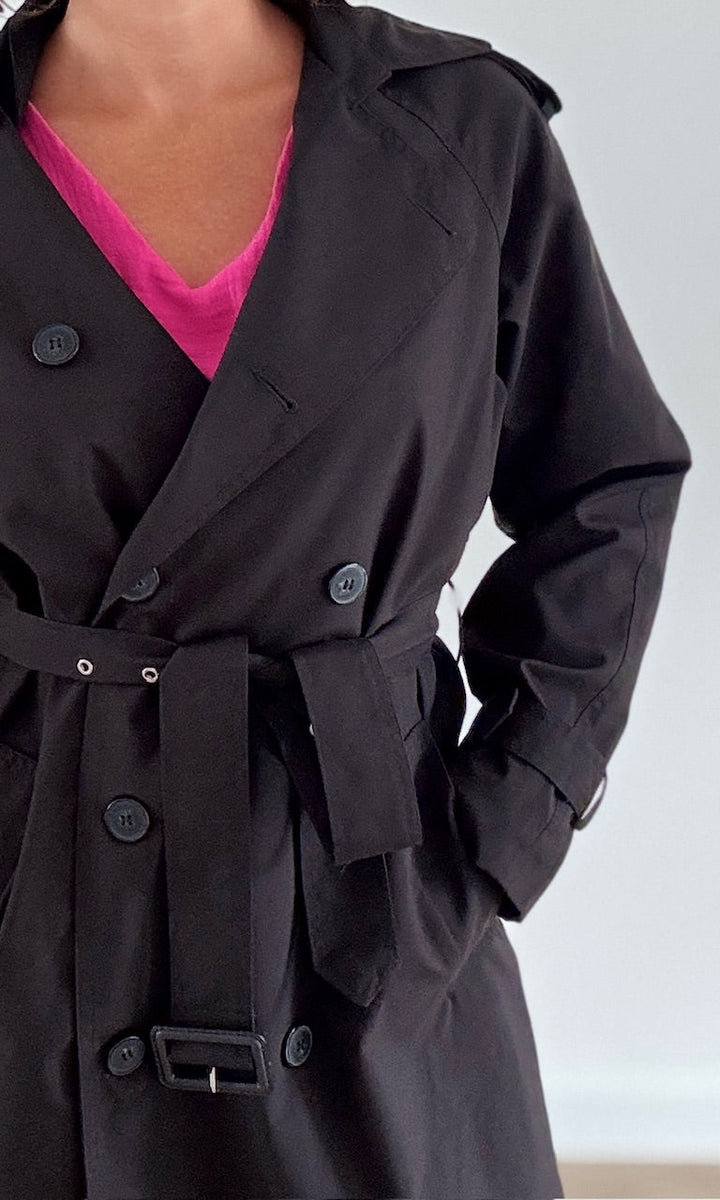 Trench coat long Noir Trenchs et Manteaux Miss Guapa