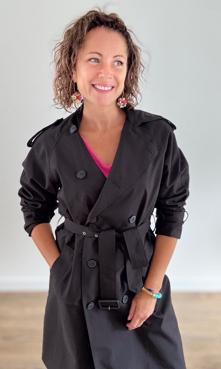 Trench coat long Noir Trenchs et Manteaux Miss Guapa