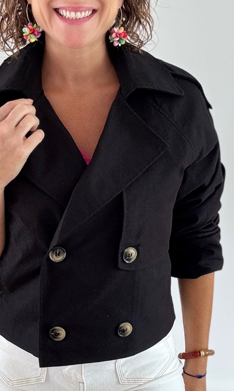 Trench court PAULINA - Noir Trenchs et Manteaux Miss Guapa