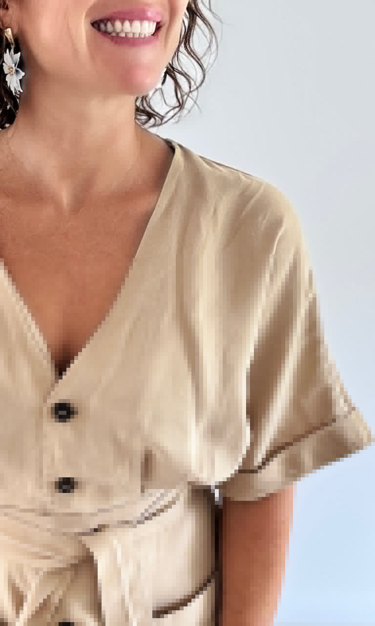 Robe Chemise Courte Beige Robes & Ensembles des pulpeuses Miss Guapa