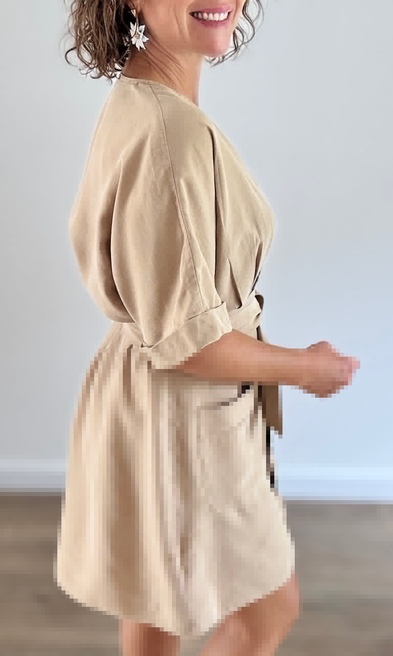 Robe Chemise Courte Beige Robes & Ensembles des pulpeuses Miss Guapa