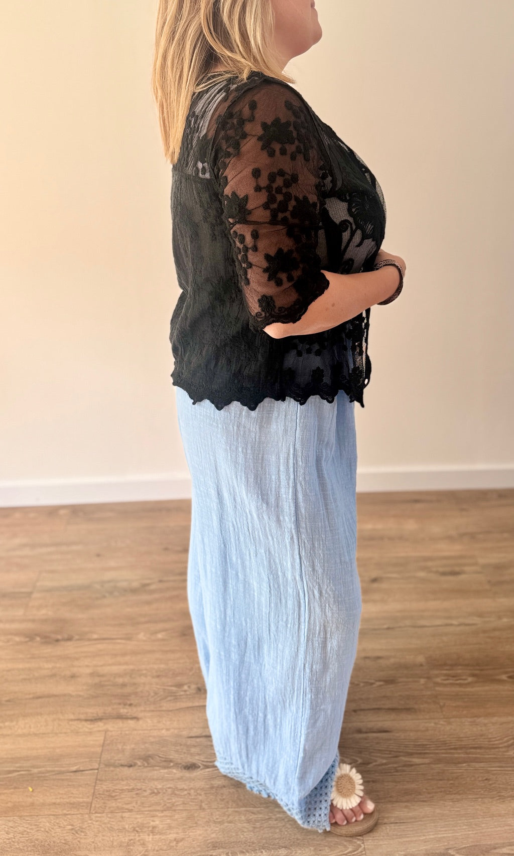 Pantalon large bleu jean en coton Le coin des pulpeuses Miss Guapa