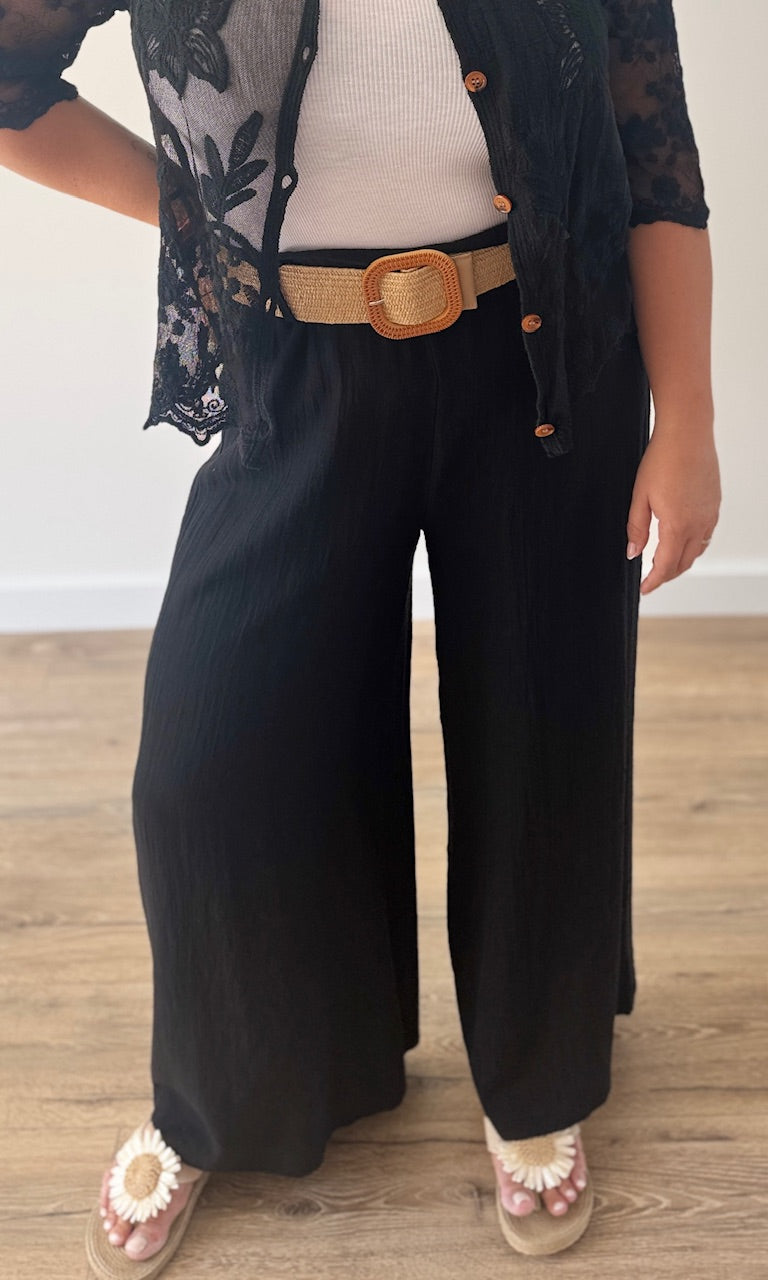 Pantalon large et fluide Noir Le coin des pulpeuses Miss Guapa