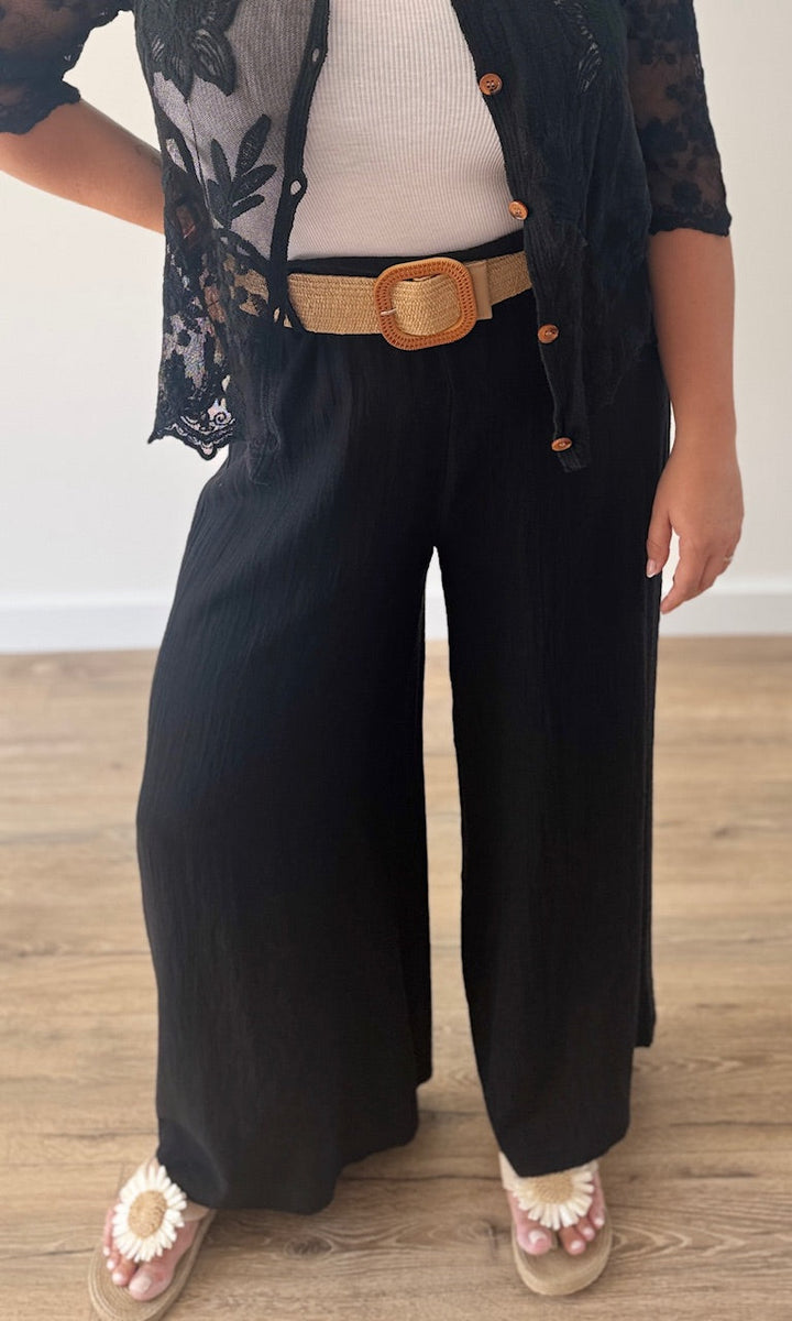 Pantalon large et fluide Noir Le coin des pulpeuses Miss Guapa