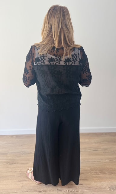 Pantalon large et fluide Noir Le coin des pulpeuses Miss Guapa
