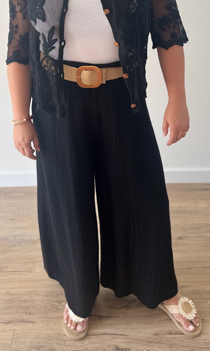 Pantalon large et fluide Noir Le coin des pulpeuses Miss Guapa
