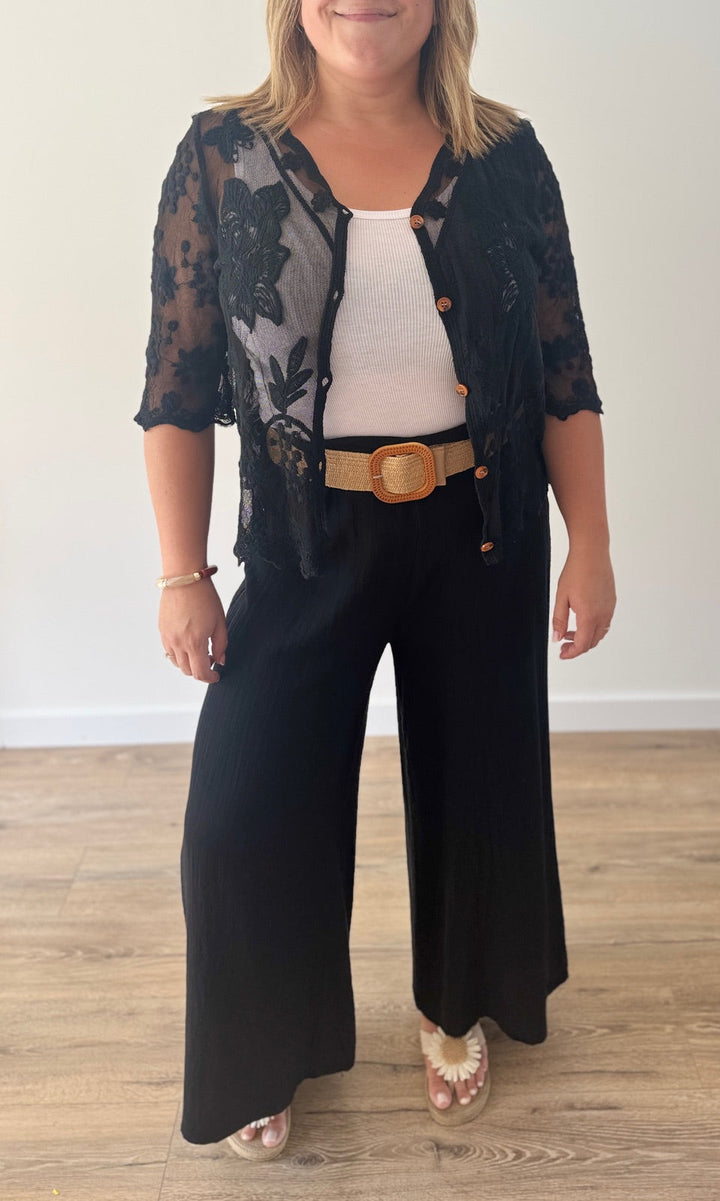 Pantalon large et fluide Noir Le coin des pulpeuses Miss Guapa