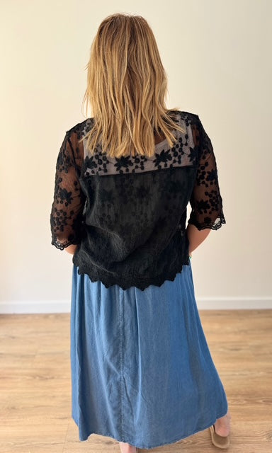 Jupe longue évasée en jean tencel Le coin des pulpeuses Miss Guapa