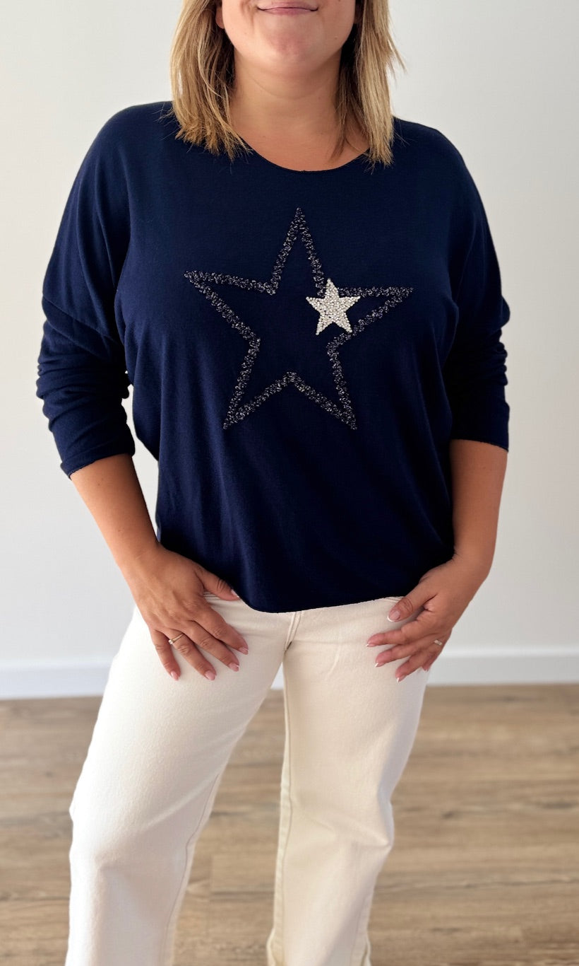 Pull fin bleu marine Le coin des pulpeuses Miss Guapa