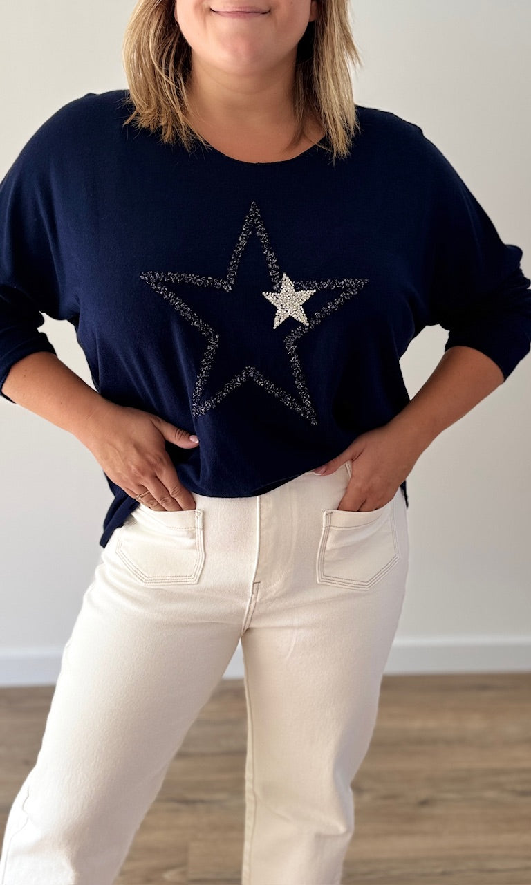 Pull fin bleu marine Le coin des pulpeuses Miss Guapa