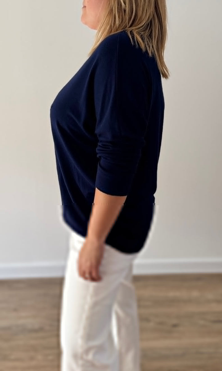 Pull fin bleu marine Le coin des pulpeuses Miss Guapa