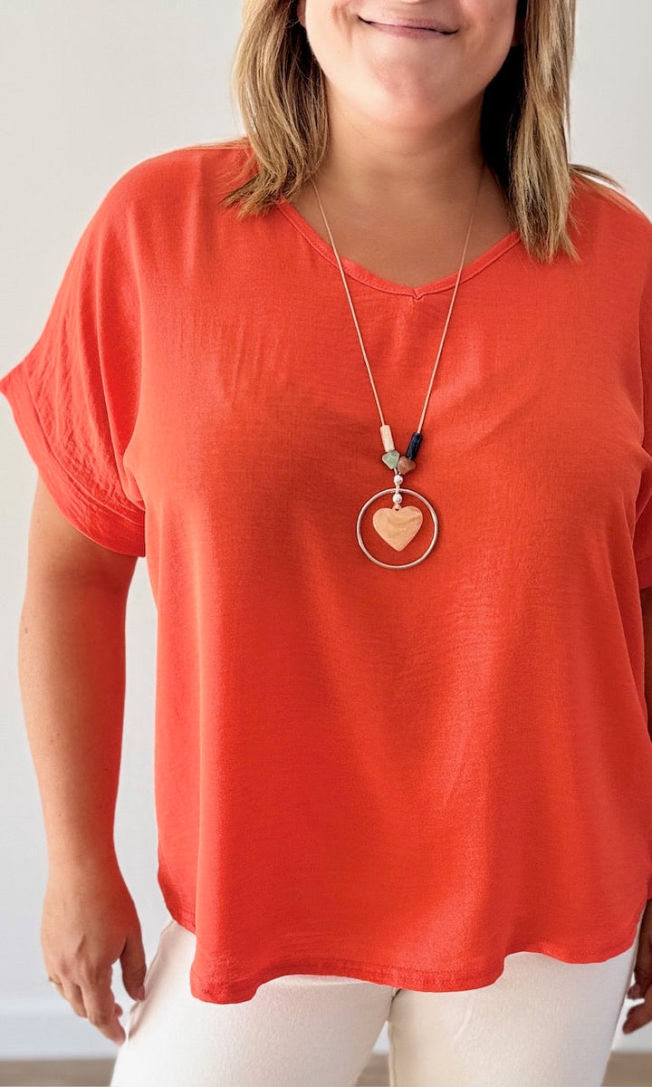 Top Corail col V avec collier Le coin des pulpeuses Miss Guapa