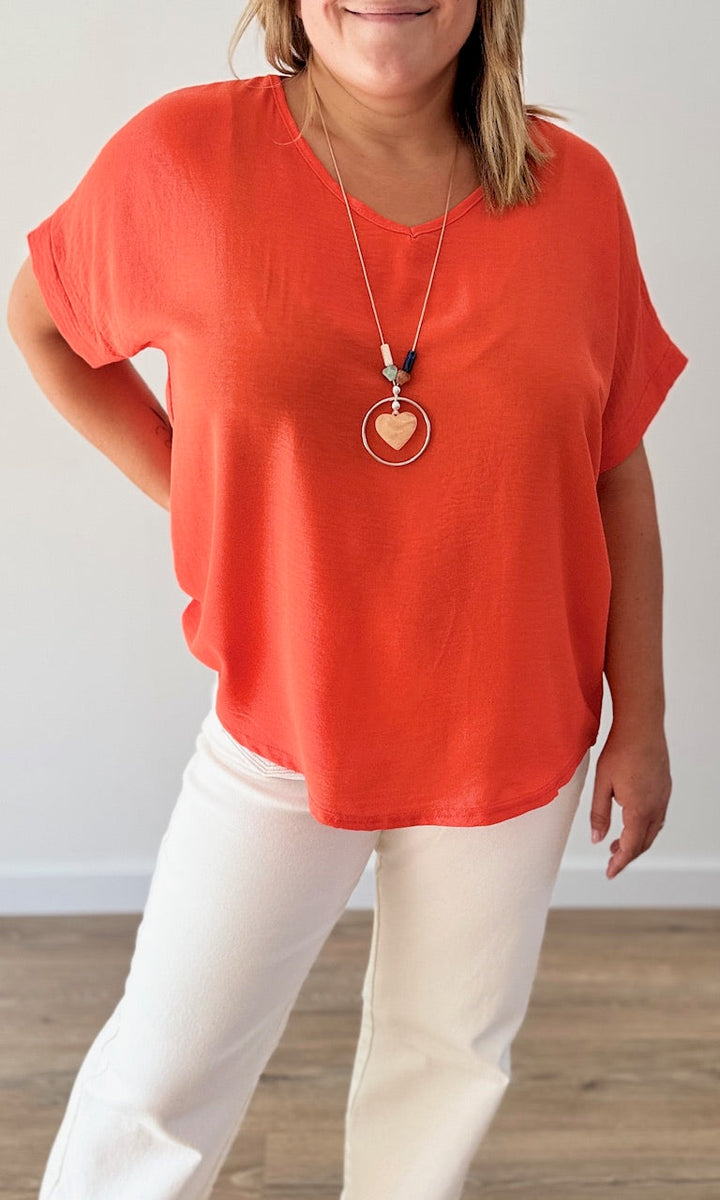 Top Corail col V avec collier Le coin des pulpeuses Miss Guapa