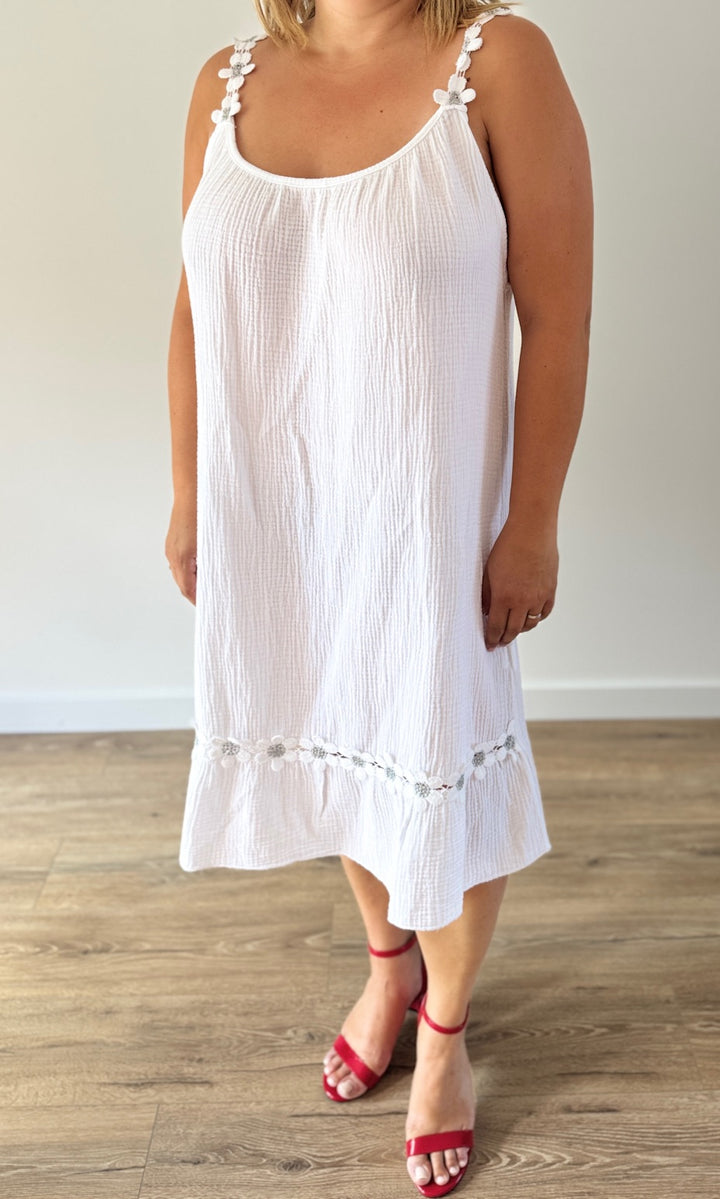 Robe blanche en gaze de coton Le coin des pulpeuses Miss Guapa