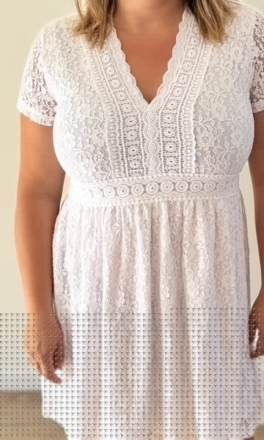 Robe Courte Blanche Ajourée Robes & Ensembles des pulpeuses Miss Guapa