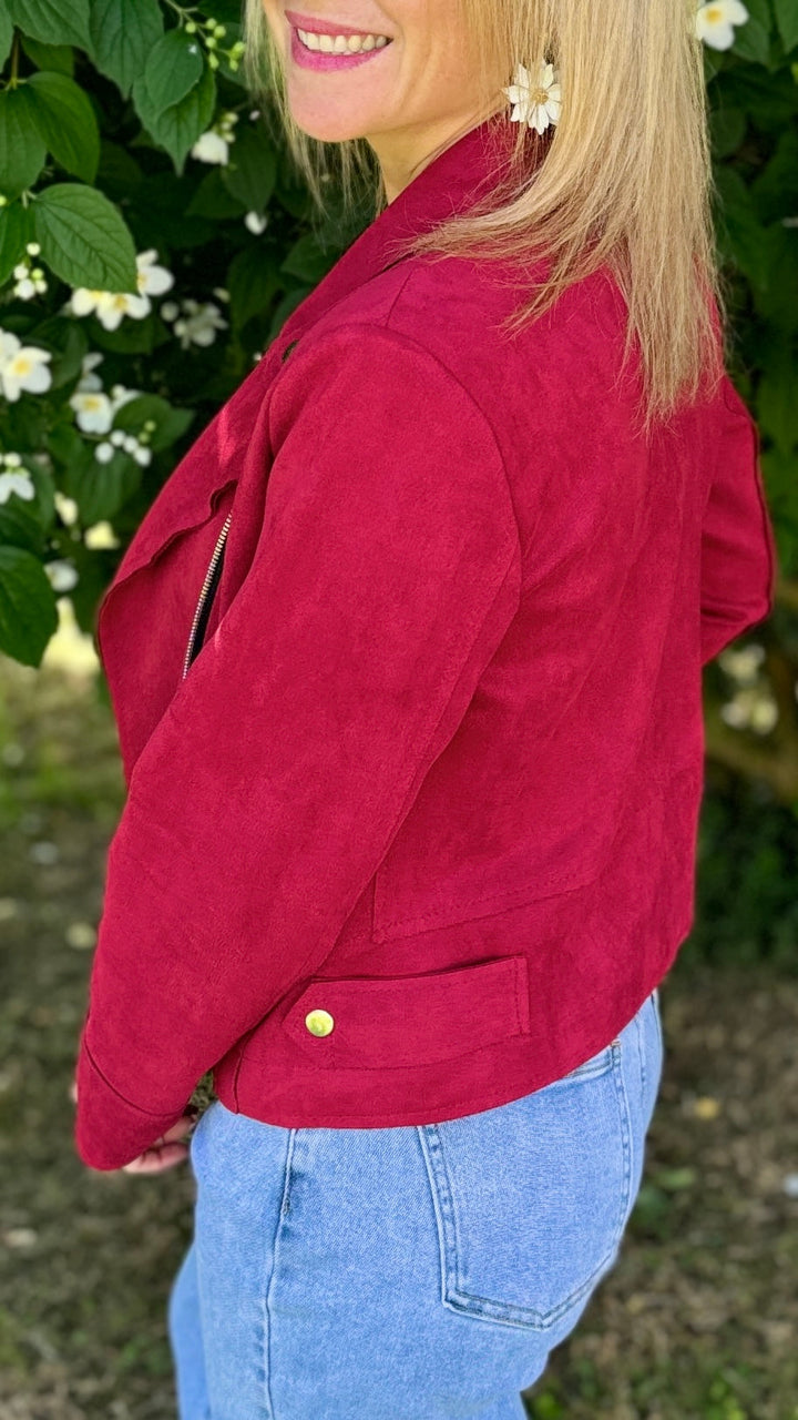 Veste suédine Rouge bordeaux Vestes et Blazers Miss Guapa
