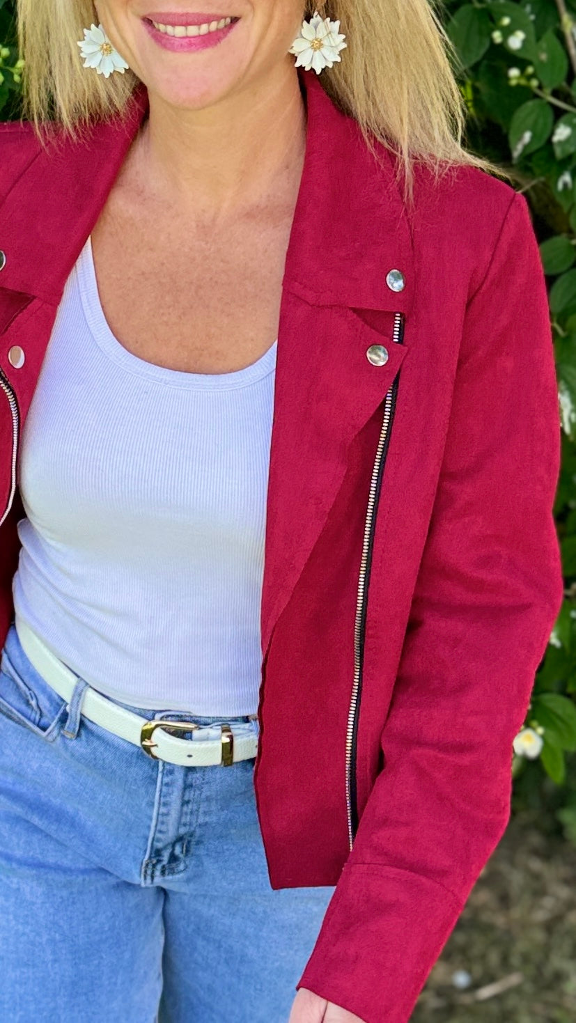 Veste suédine Rouge bordeaux Vestes et Blazers Miss Guapa