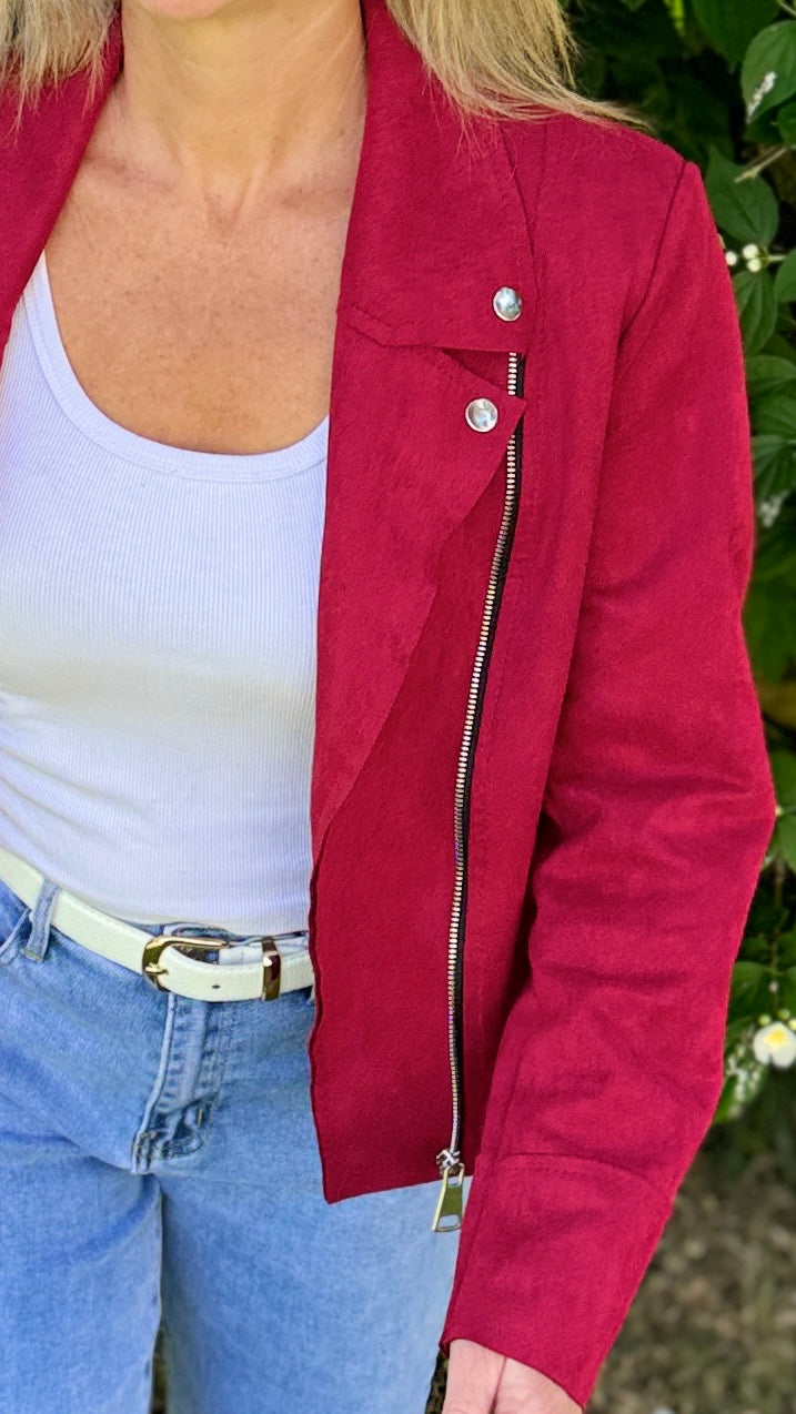 Veste suédine Rouge bordeaux Vestes et Blazers Miss Guapa