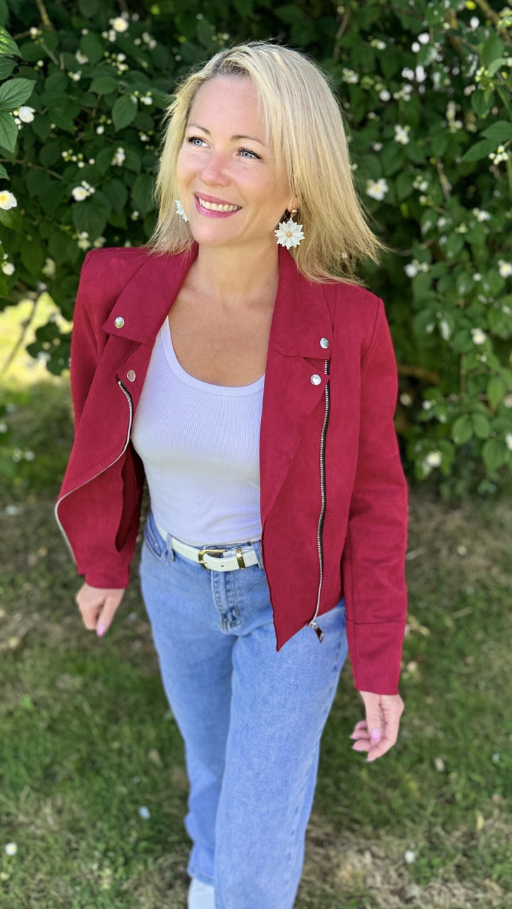 Veste suédine Rouge bordeaux Vestes et Blazers Miss Guapa