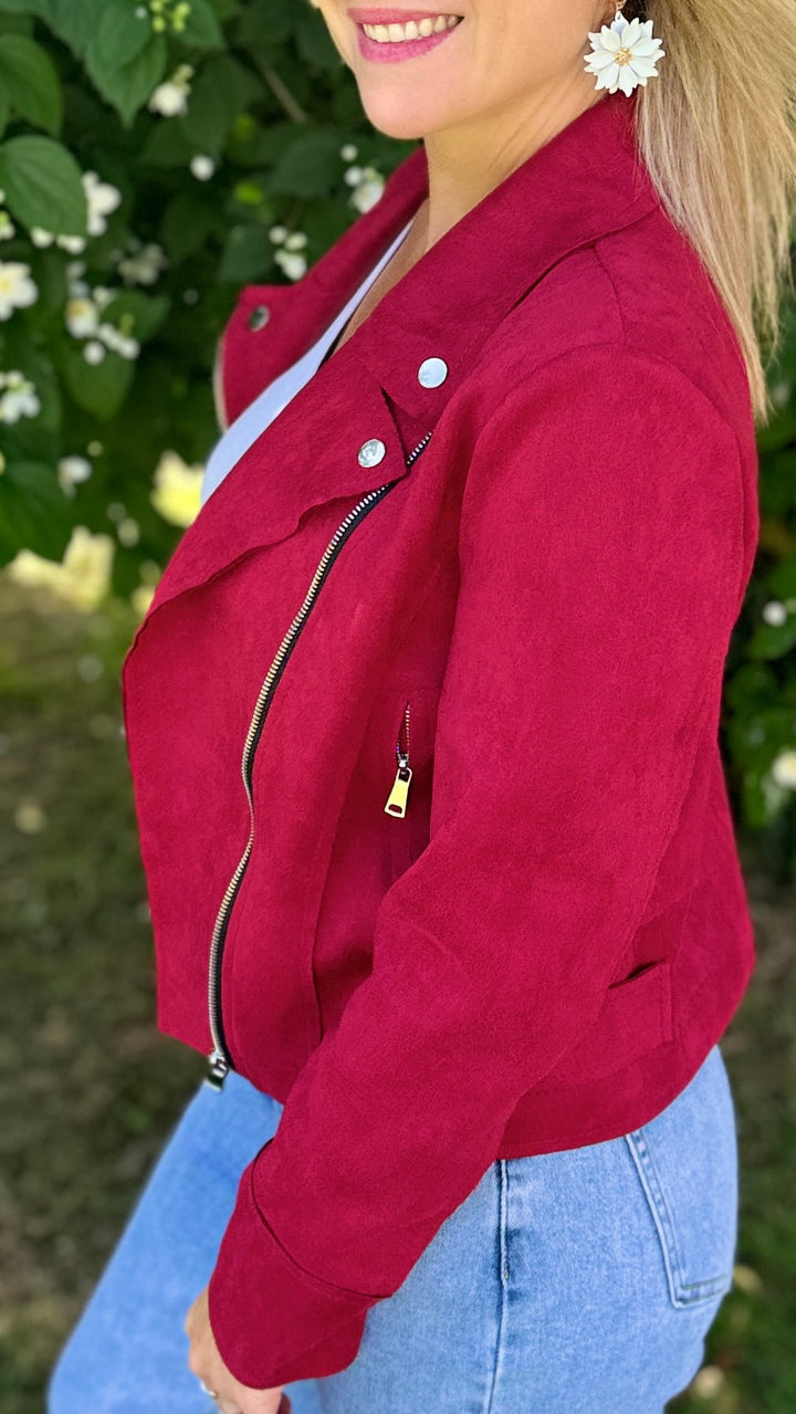 Veste suédine Rouge bordeaux Vestes et Blazers Miss Guapa