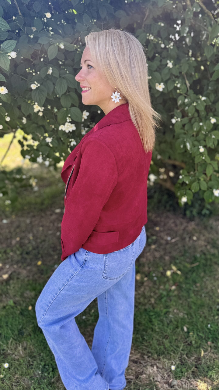 Veste suédine Rouge bordeaux Vestes et Blazers Miss Guapa
