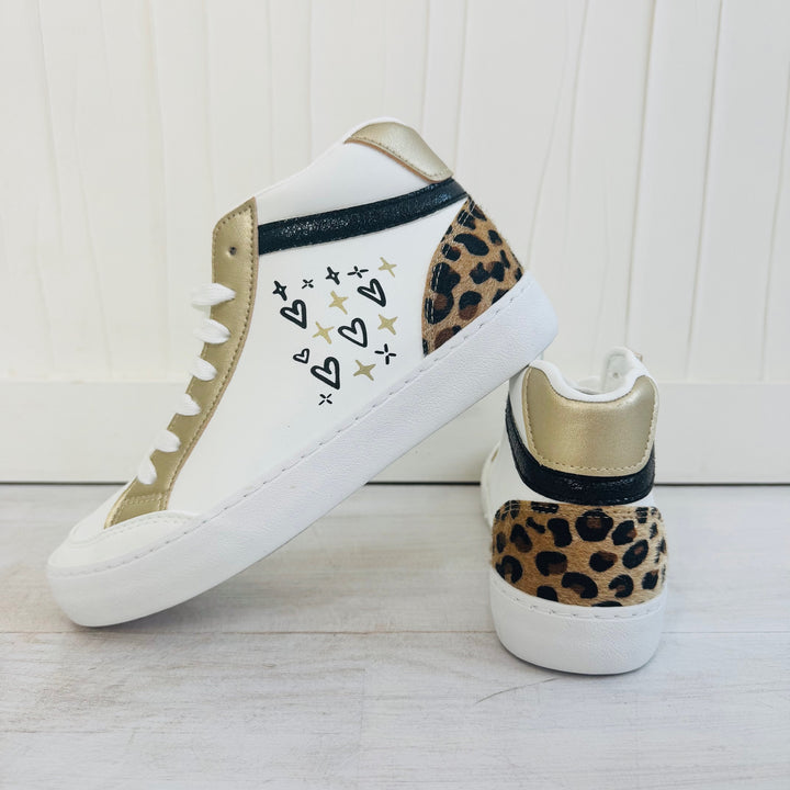 Baskets montantes coeurs - Blanc