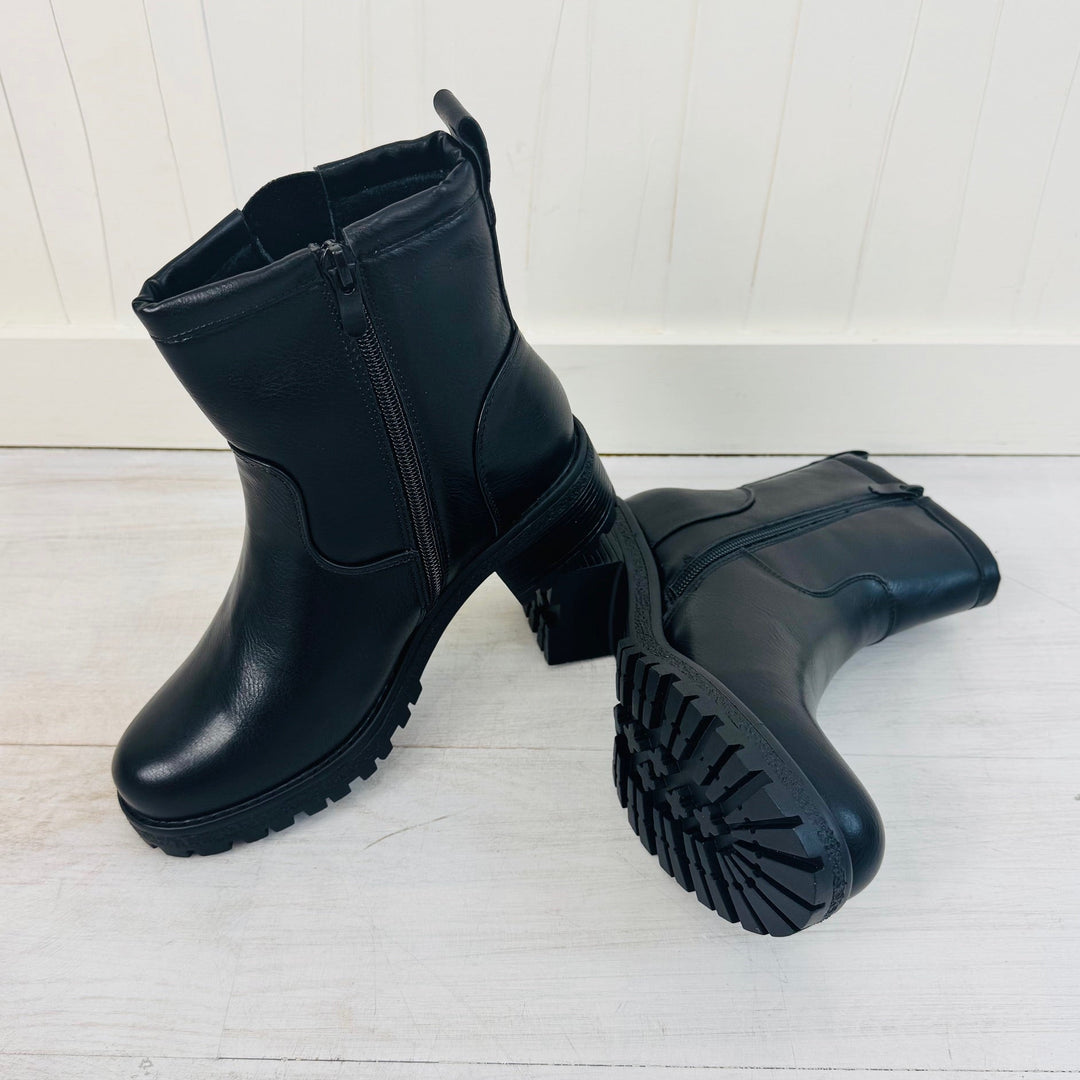Bottines plates avec boucle NURIA - Noir Chaussures Miss Guapa
