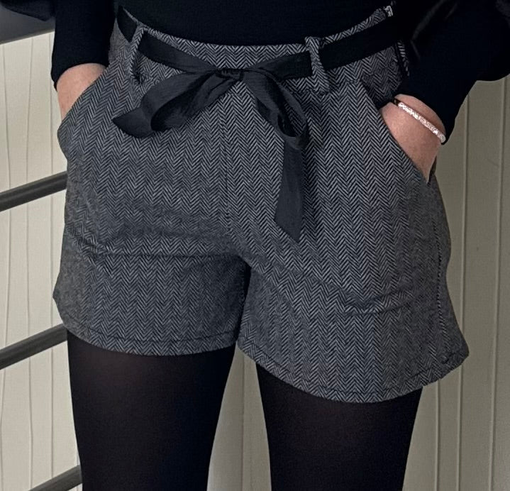 Short avec ceinture noeud - Noir