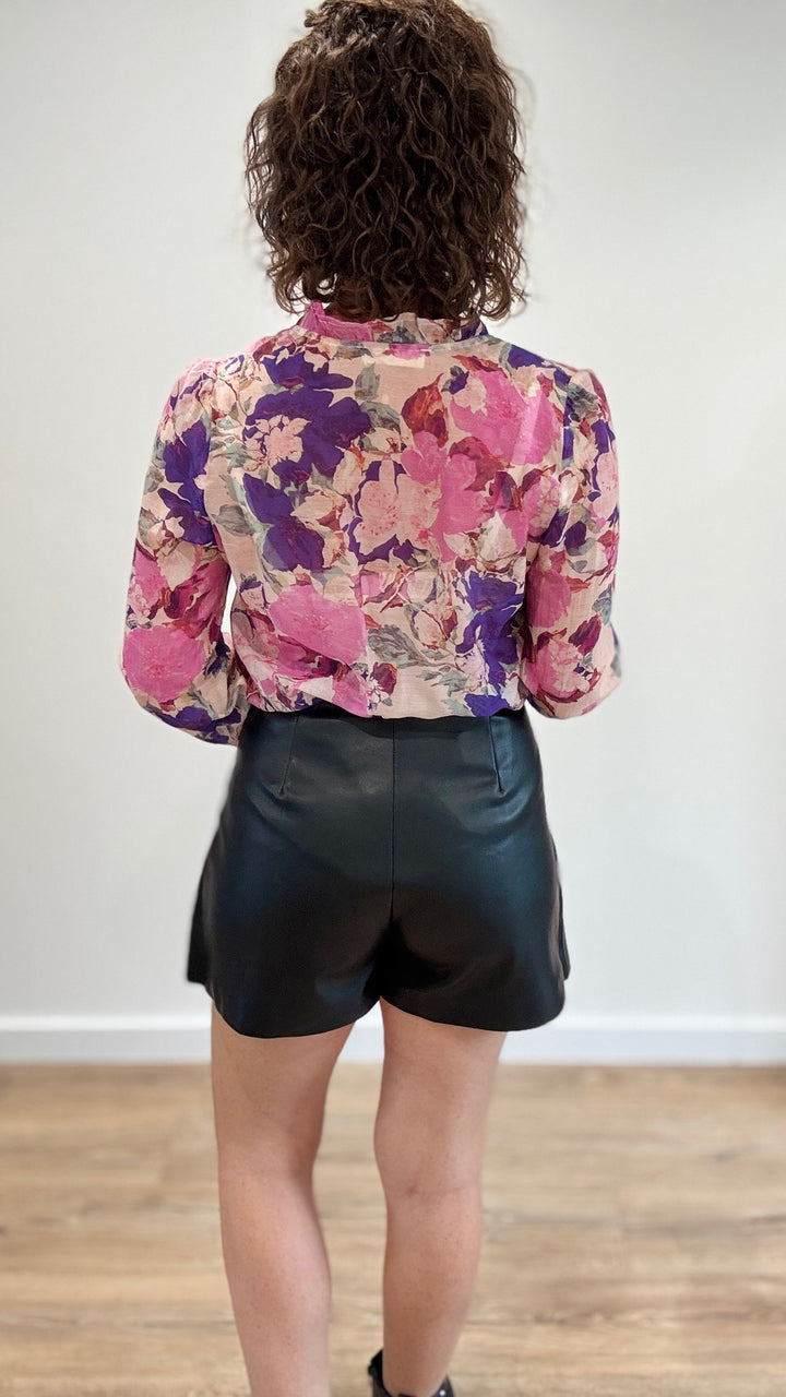 Jupe short simili cuir Noir