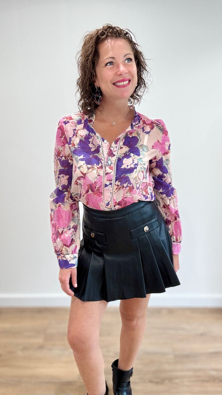 Jupe short simili cuir Noir