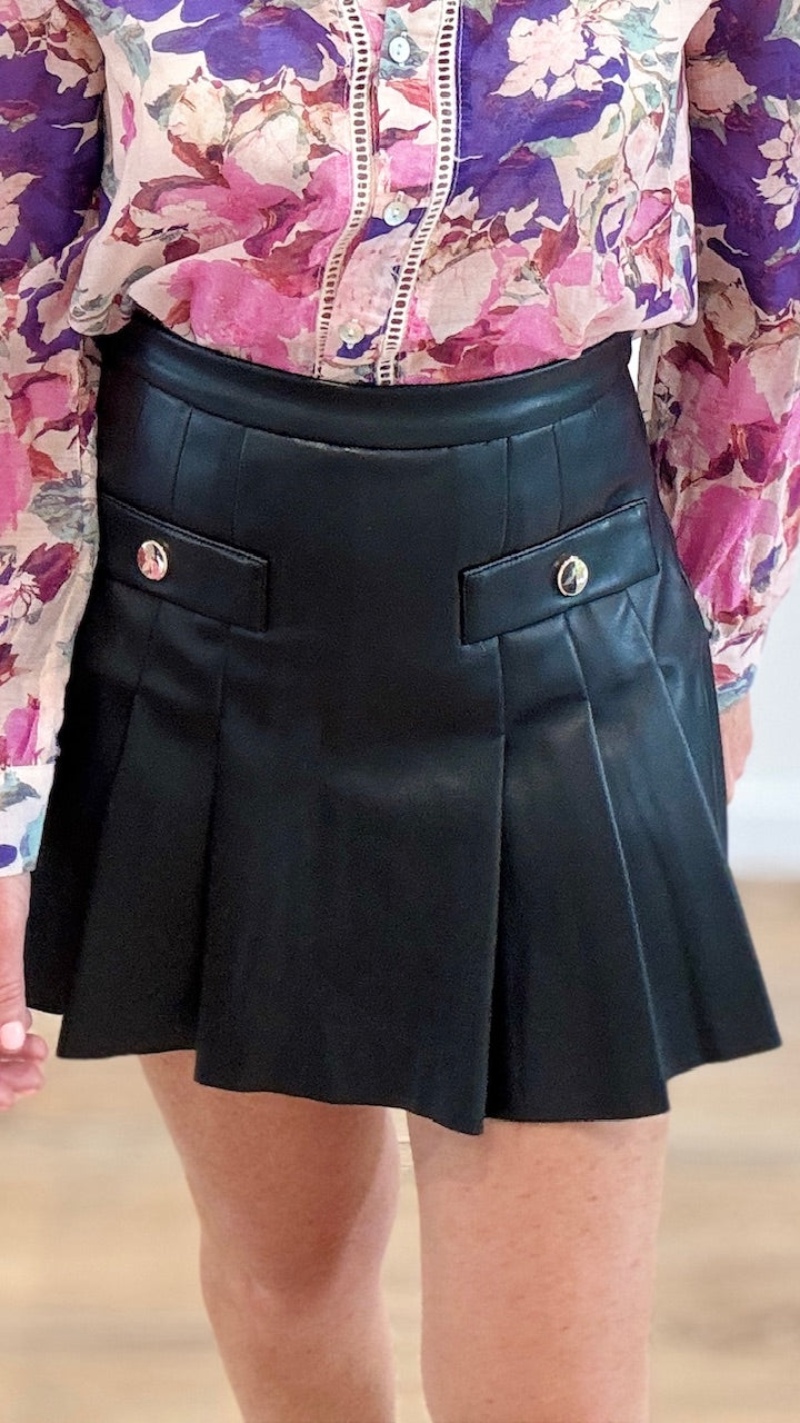 Jupe short simili cuir Noir