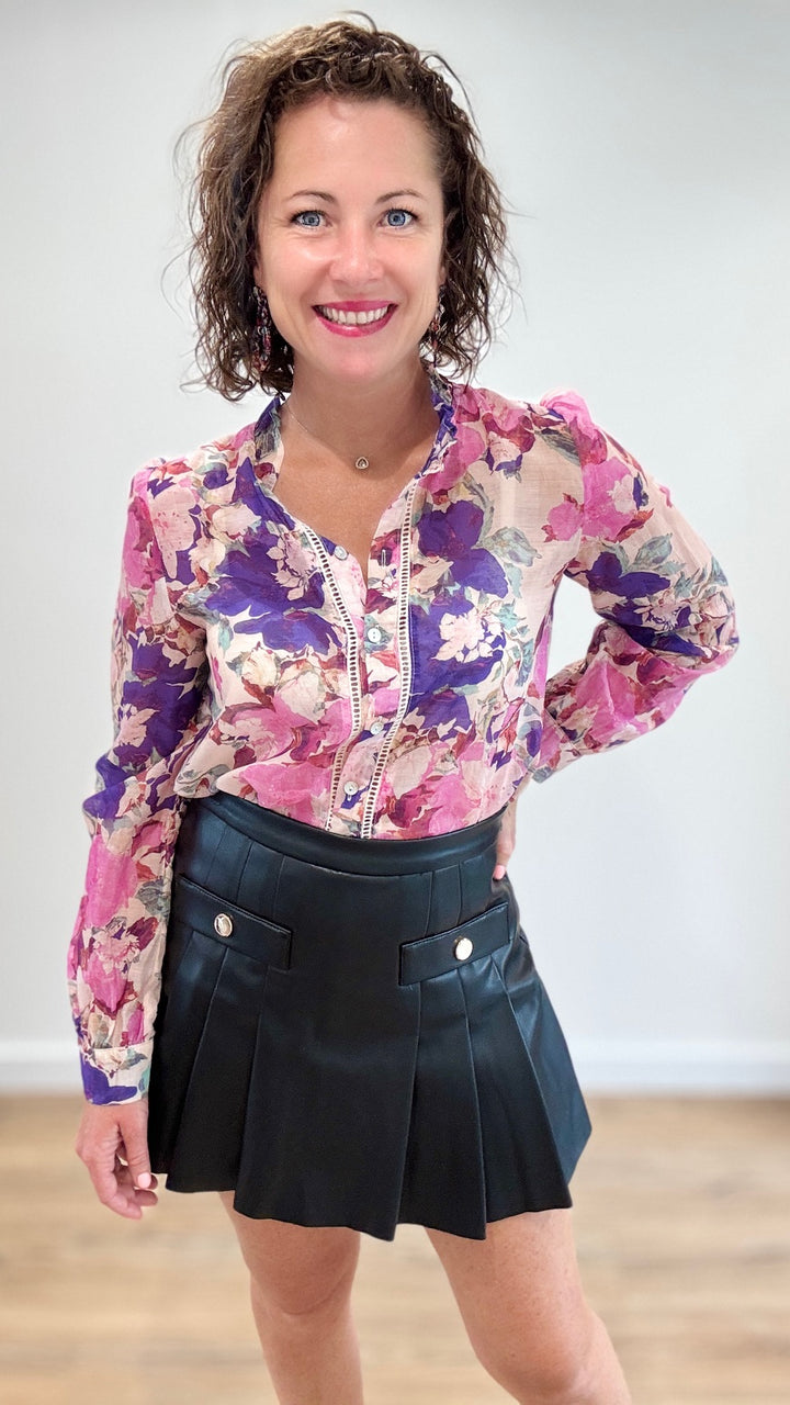 Jupe short simili cuir Noir