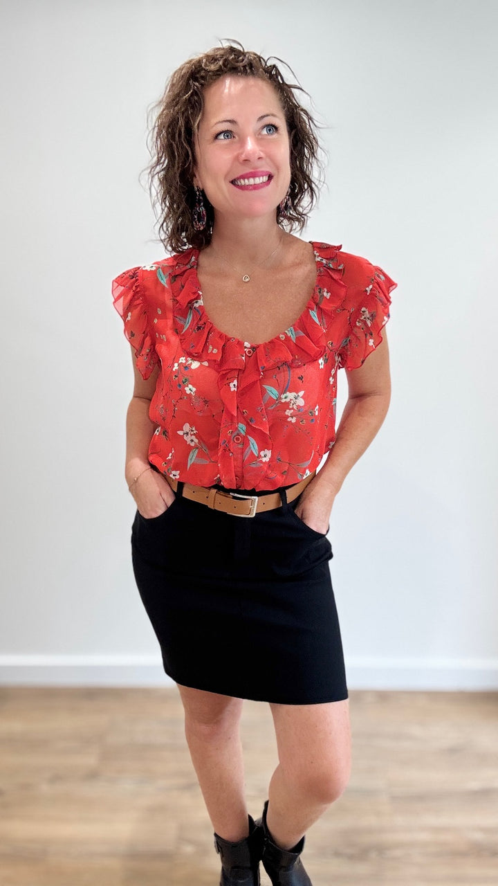 Jupe courte Noire & ceinture camel