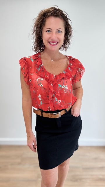 Jupe courte Noire & ceinture camel