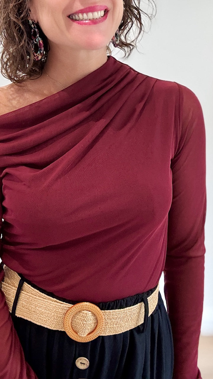 Top en mesh Bordeaux