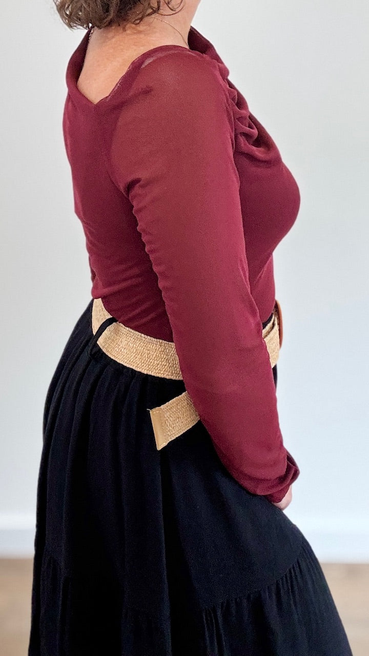 Top en mesh Bordeaux