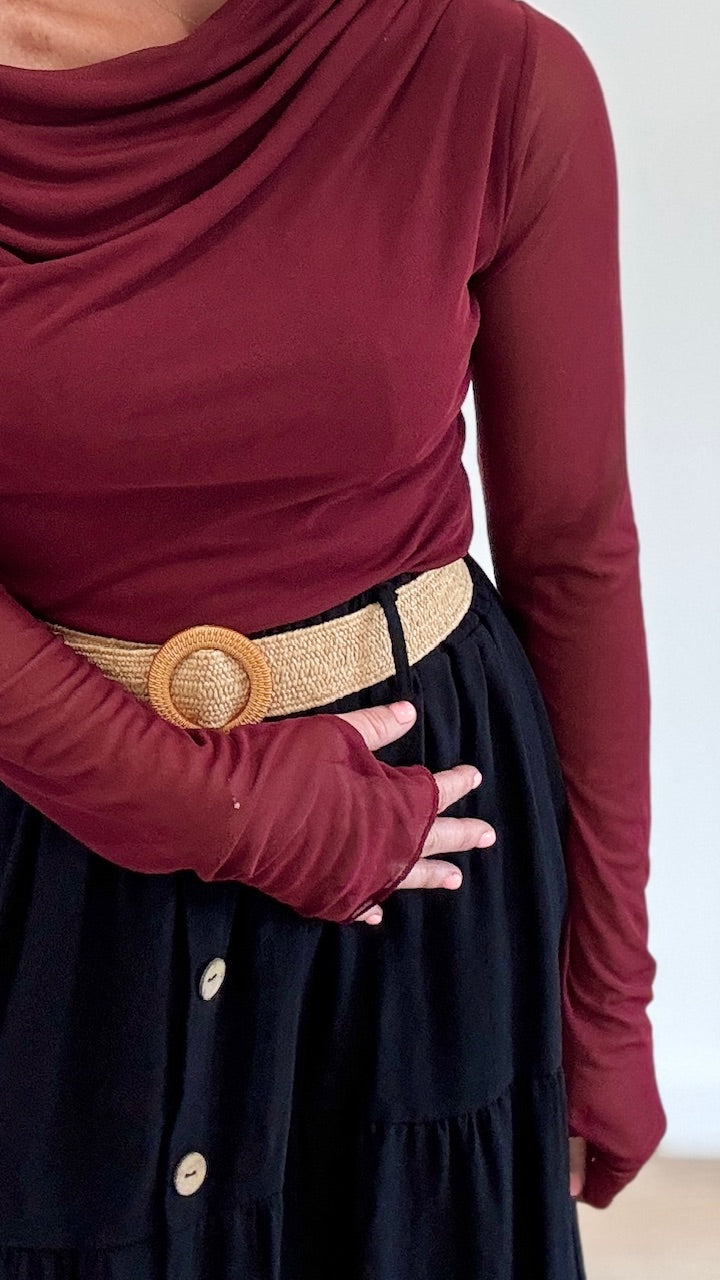 Top en mesh Bordeaux