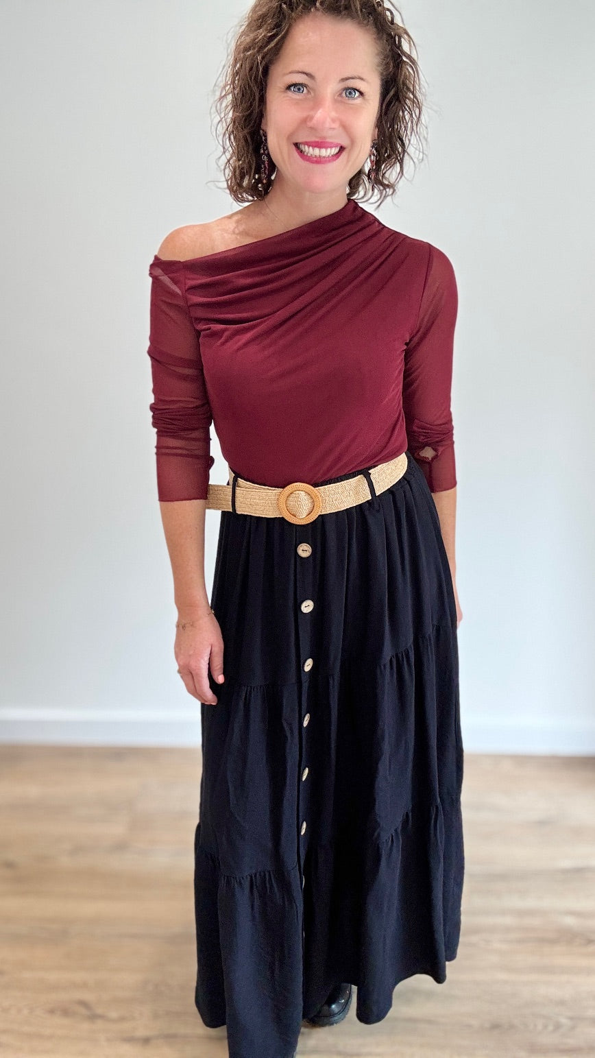 Top en mesh Bordeaux